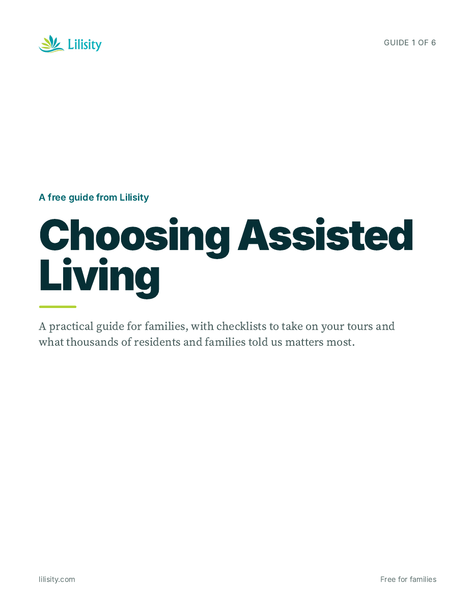 Cover of the Lilisity guide Choosing Assisted Living